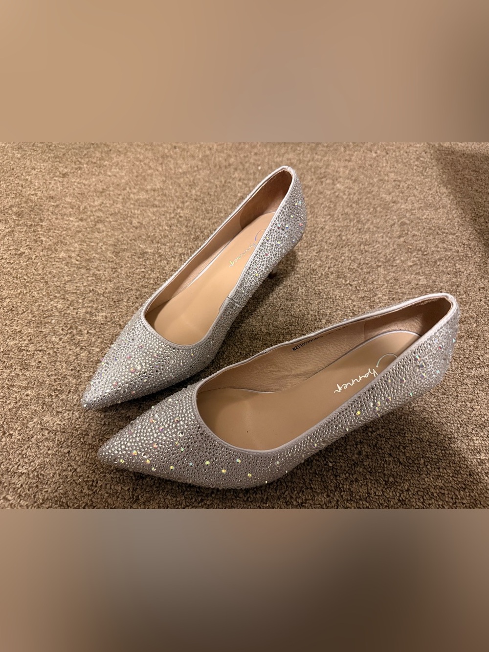 Embellished Silver Pointed-Toe Women’s Pumps